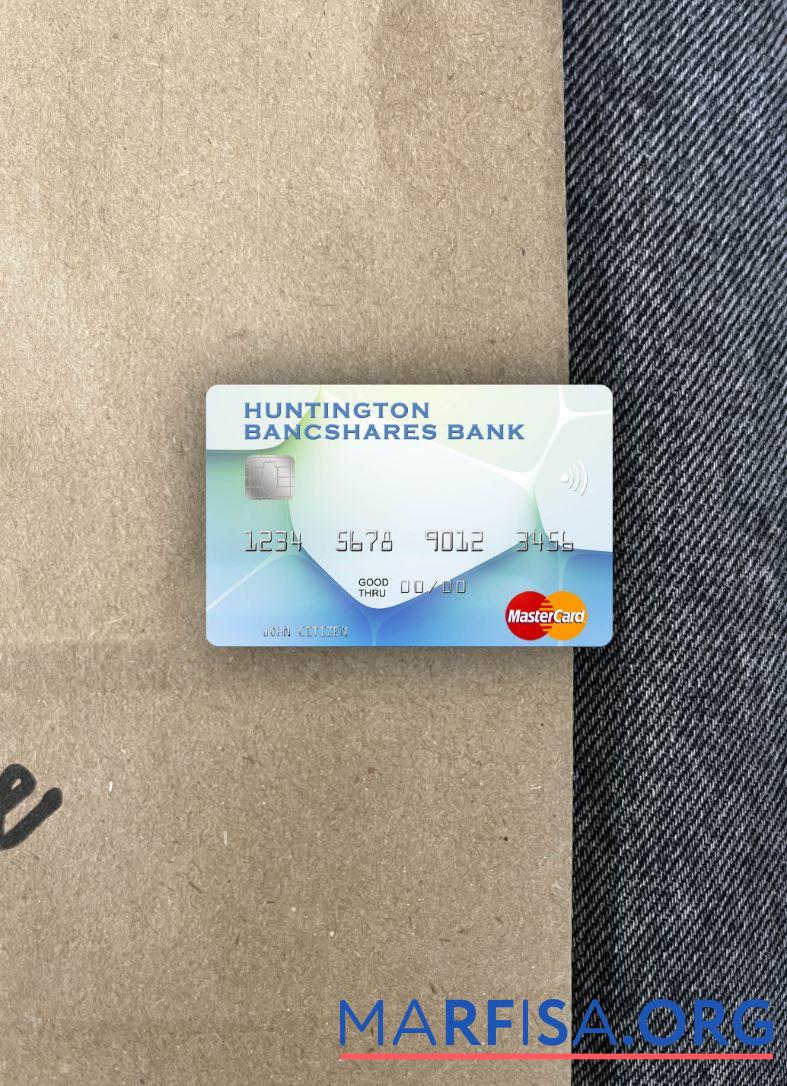 Blank USA Huntington Bancshares Bank mastercard photolook front download for verification